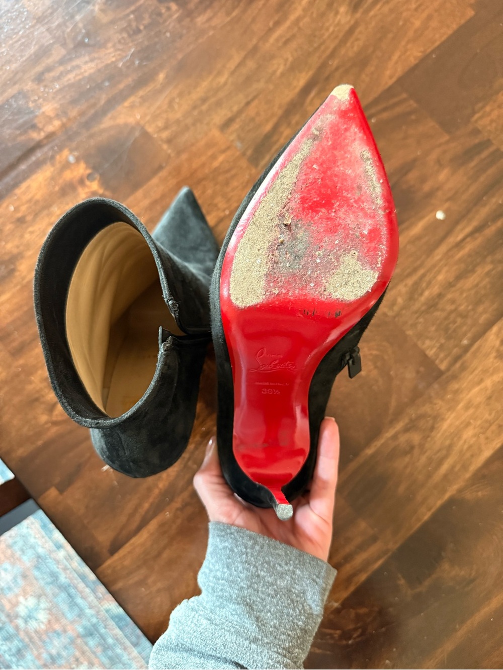 Women’s Black Suede Christian Louboutin booties - Picture 4 of 5